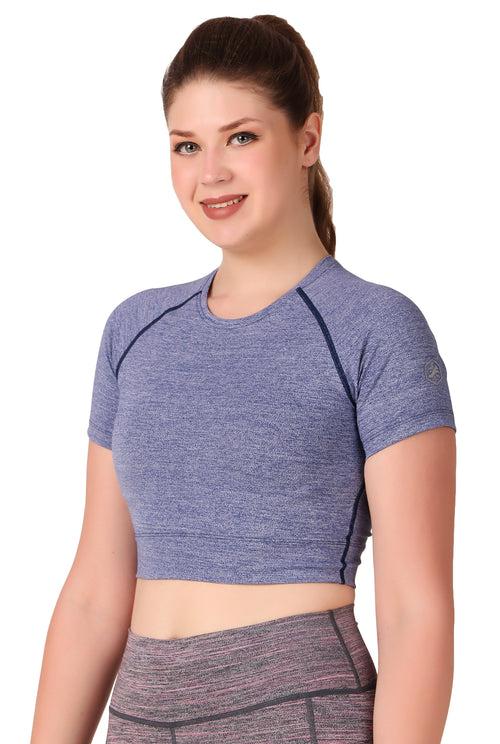 Compression Crop Top For Women (Purple Heather)