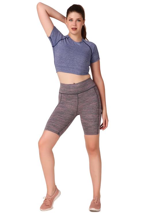 Compression Crop Top For Women (Purple Heather)