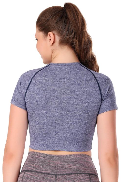 Compression Crop Top For Women (Purple Heather)