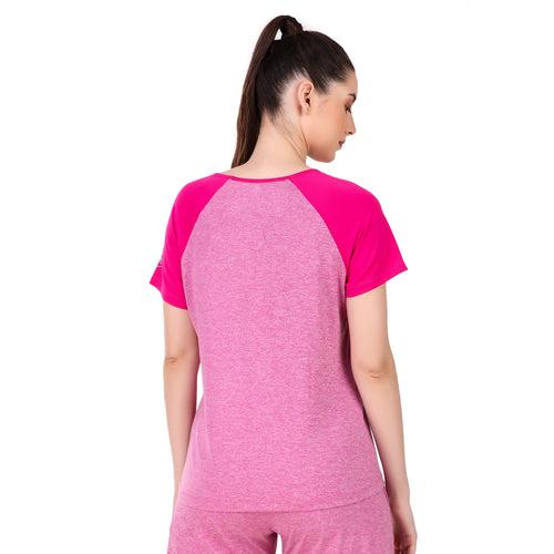 Performance Raglan Sleeves Tshirt For Women (Pink Heather)