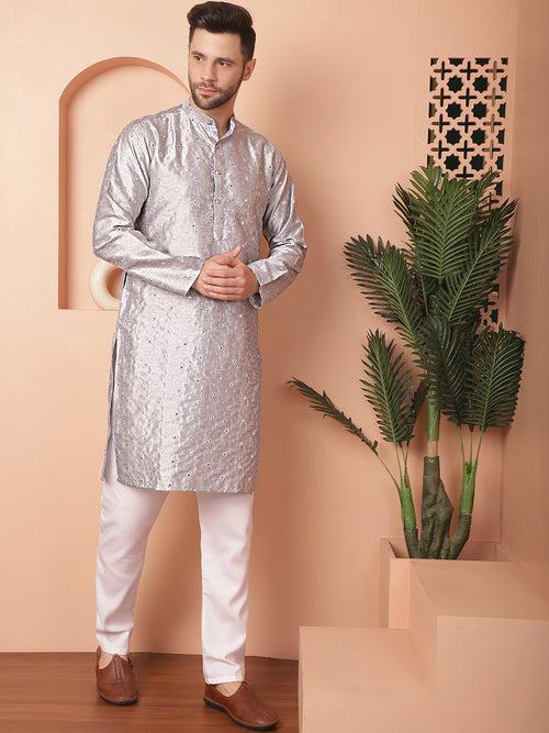 Men's Embroidered Mirror Work Kurta Payjama Sets