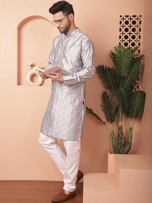 Men's Embroidered Mirror Work Kurta Payjama Sets