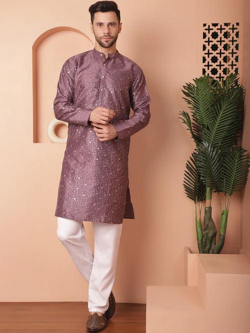 Men's Embroidered Mirror Work Kurta Payjama Sets