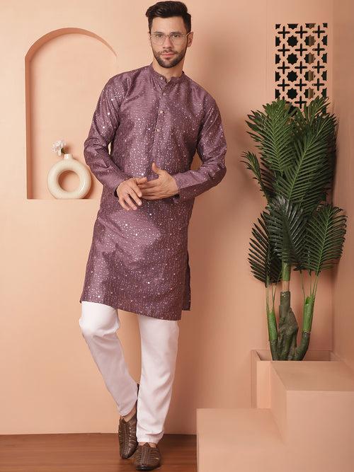 Men's Embroidered Mirror Work Kurta Payjama Sets