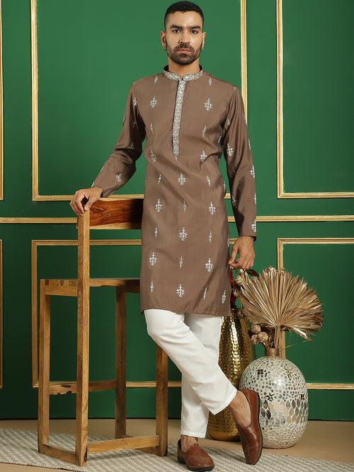 Men's Foil Printed Kurta with Pyjama