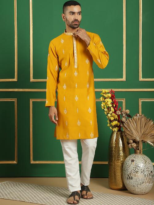 Men's Foil Printed Kurta with Pyjama