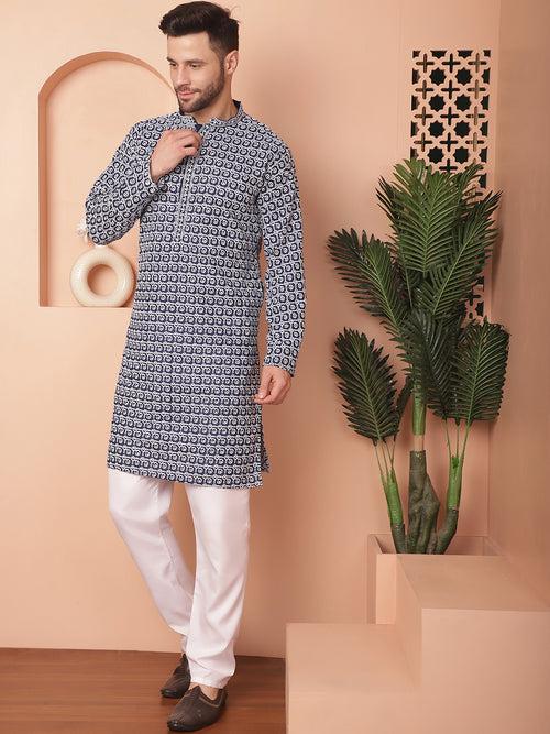 Chikankari Pure Cotton Kurta with Pyjama