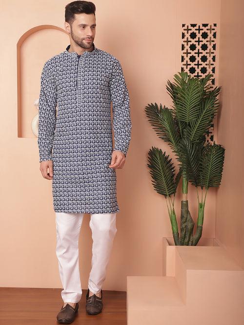 Chikankari Pure Cotton Kurta with Pyjama