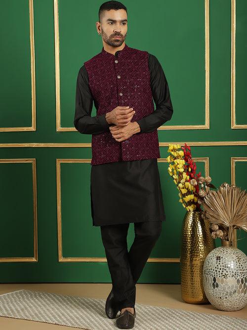 Men's Sequins Velvet Nehru Jacket