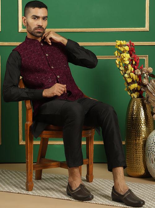 Men's Sequins Velvet Nehru Jacket