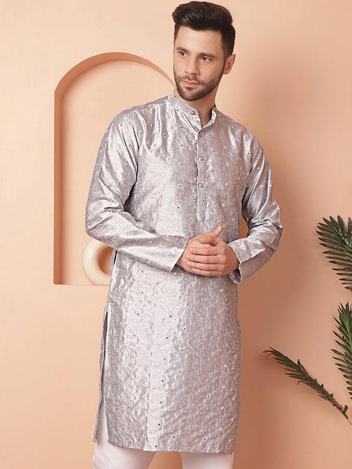 Men's Embroidered Mirror Work Kurtas