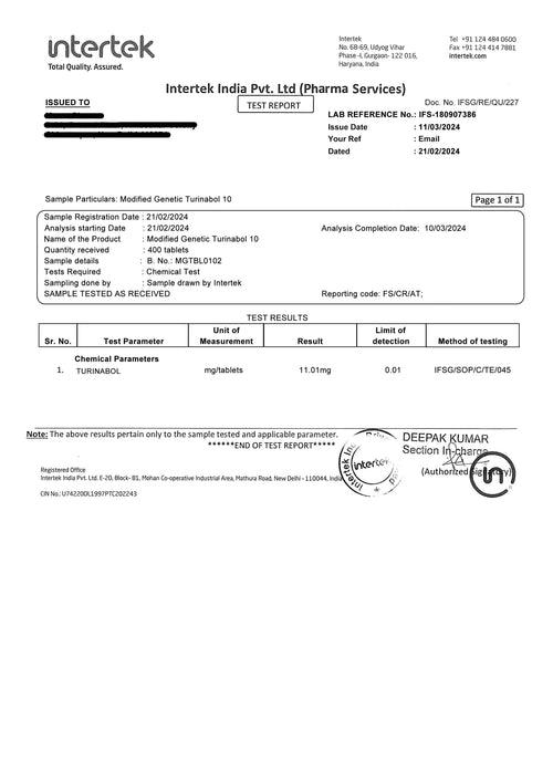 MODIFIED GENETIC TURINABOL: High Quality gains, Amazing power Instant and Immense. 10mg 30Tab Strip !!