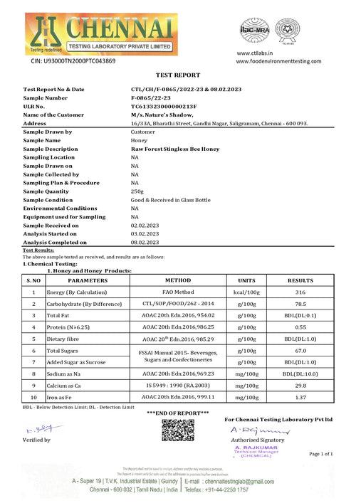 Raw Stingless Bee Forest Honey - Thalavadi Origin