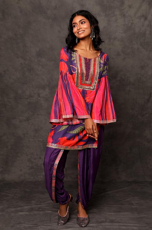 MASAKALI-Royal Purple & Pink Two Piece Set