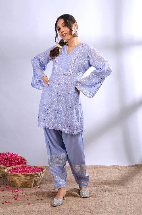 ROOH- Periwinkle Lucknowi Two Piece Set