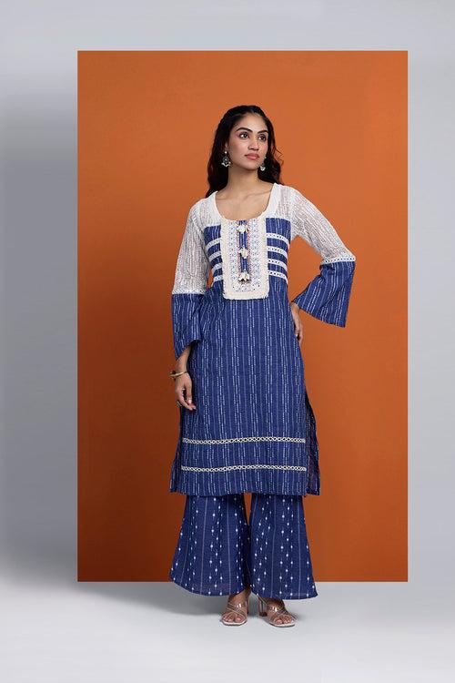 DHUNKI - Denim Look Three Piece Suit Set