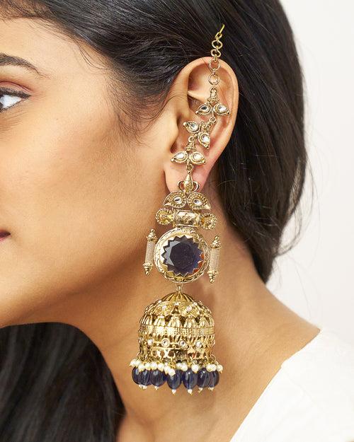 LAYLA Ethnic Blue Statement Earrings