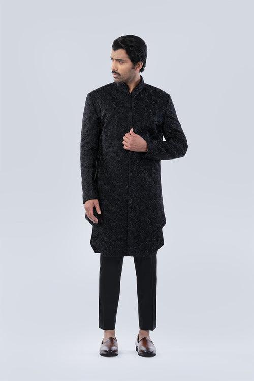 BLACK HAND EMBROIDERED SHERWANI