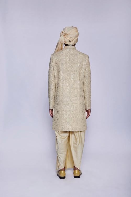 CHAMPAGNE HAND EMBROIDERED SHERWANI