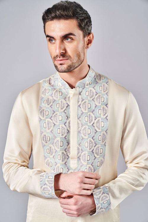 CHAMPAGNE EMBROIDERED KURTA SET