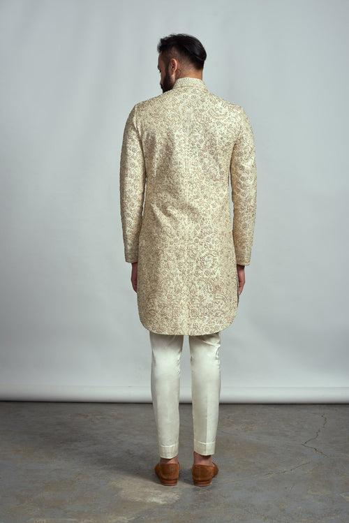 CHAMPAGNE HAND EMBROIDERED SHERWANI