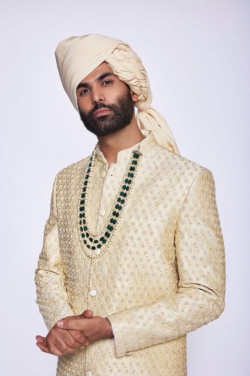 CHAMPAGNE HAND EMBROIDERED SHERWANI