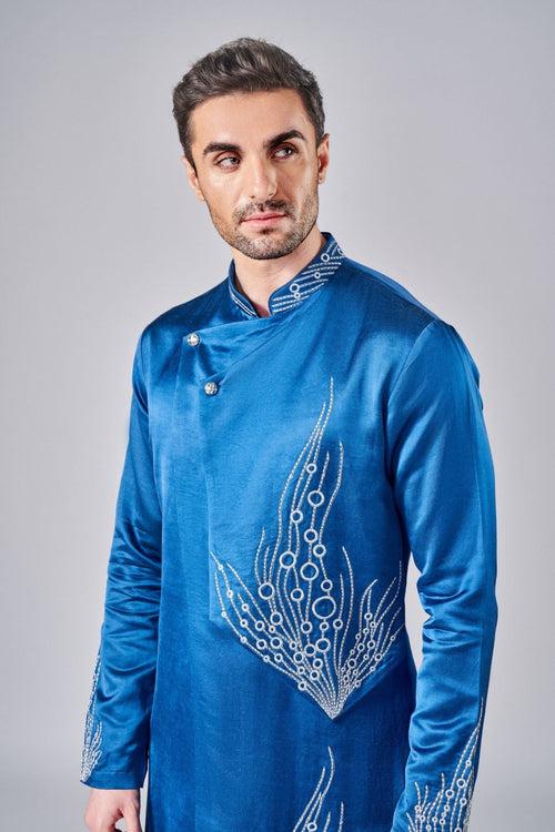 COBALT BLUE EMBROIDERED KURTA SET