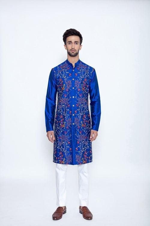 ELECTRIC BLUE EMBROIDERED KURTA