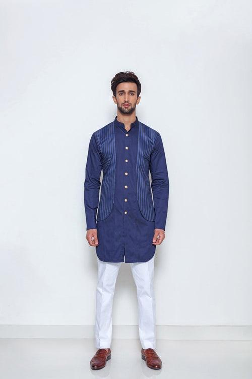 INDIGO STRIPED LAYERED KURTA