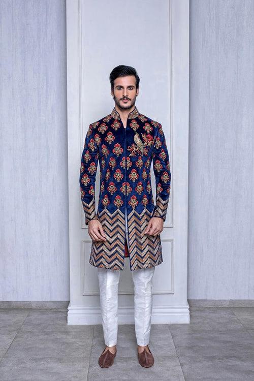 INDIGO VELVET SHERWANI