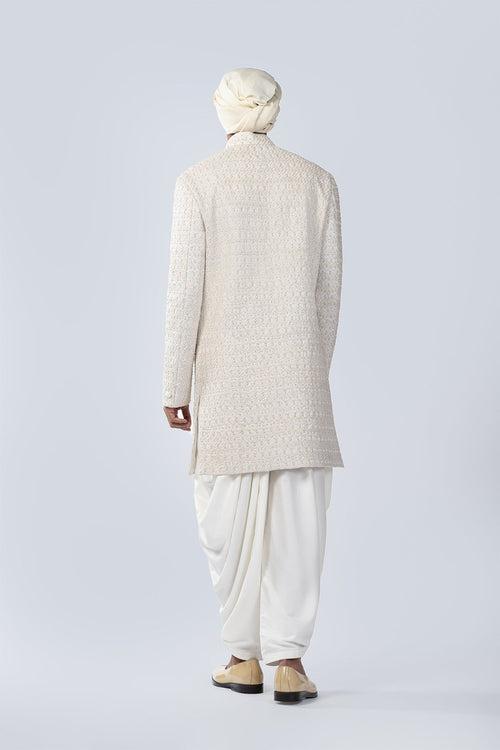 IVORY HAND EMBROIDERED SHERWANI