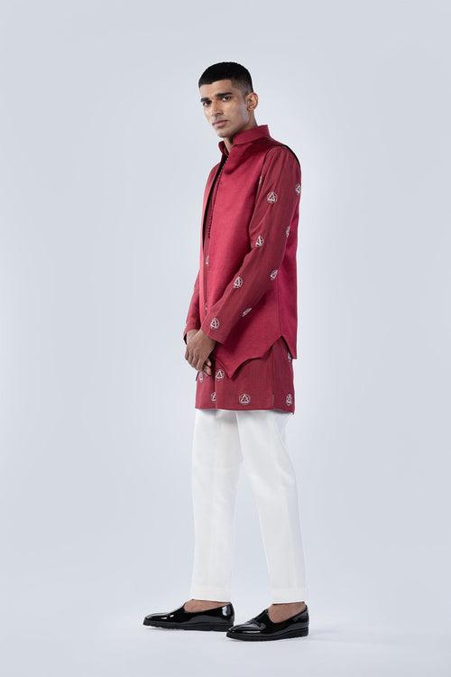 MAROON BUNDI SET