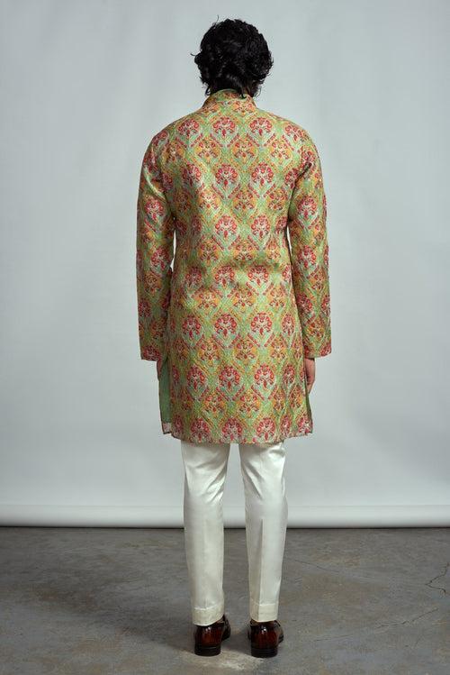 MINT GREEN FLORAL THREAD EMBROIDERED KURTA