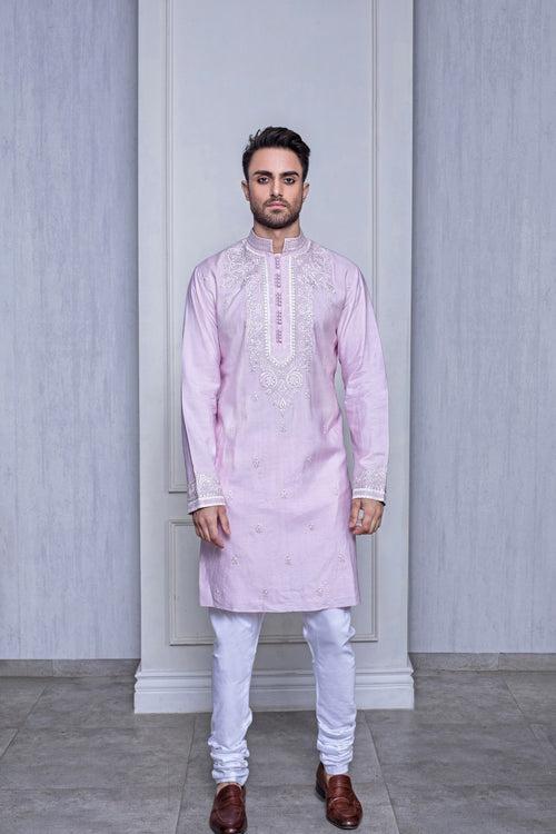 MISTY ROSE TUSSAR SILK KURTA