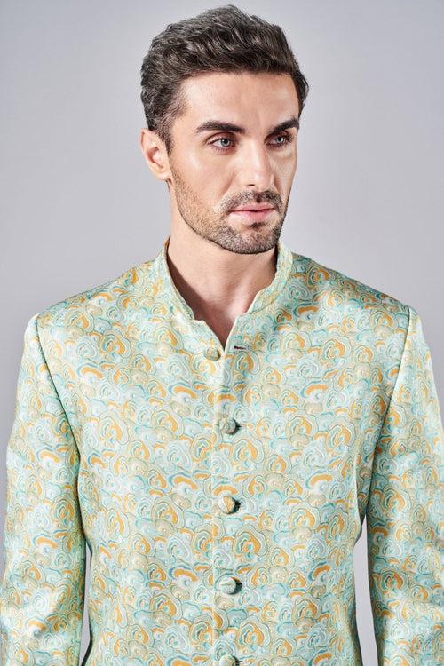 MULTI COLOR PRINTED SHERWANI SET