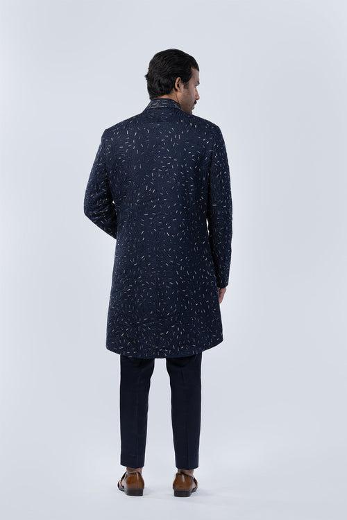 NAVY BLUE EMBROIDERED FUSION JACKET