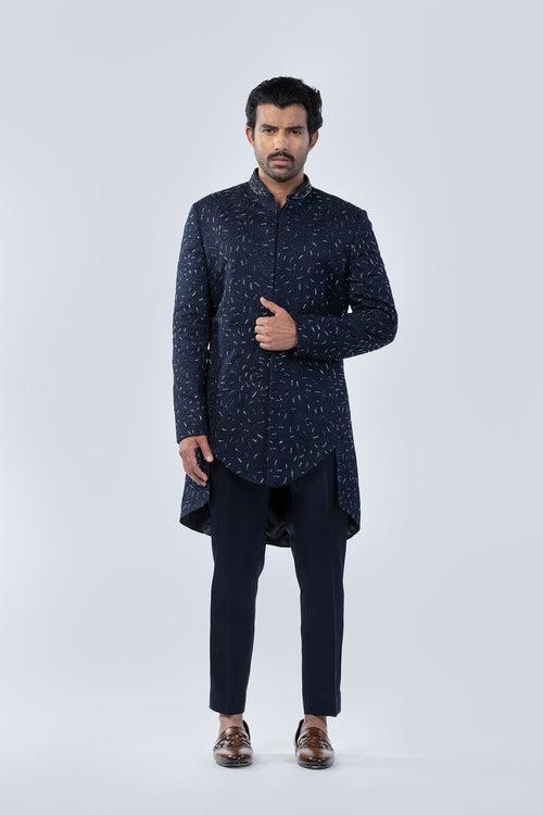 NAVY BLUE EMBROIDERED FUSION JACKET