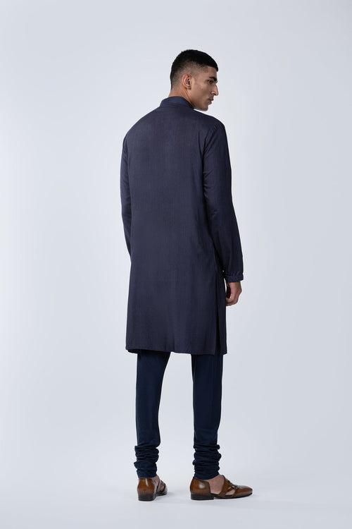 NAVY BLUE EMBROIDERED KURTA