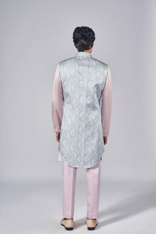 ROSE GREY PRINTED BUNDI SET