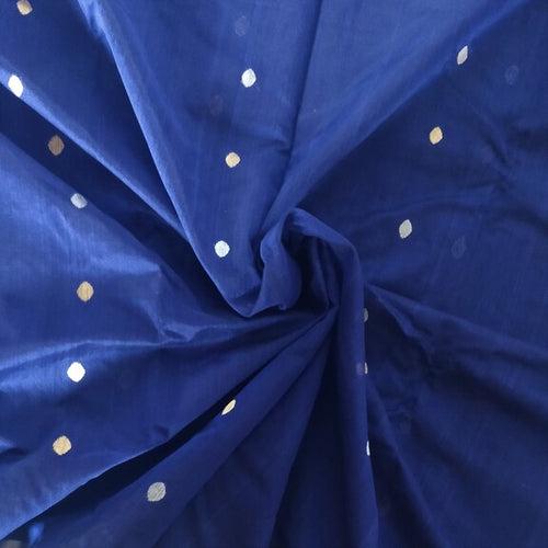 Blue Chanderi Silk Cotton Saree with Peacock Motifs