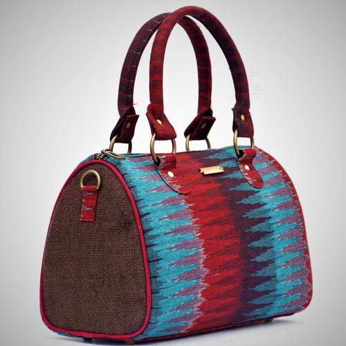 Ikat Blue Red Duffle Bag