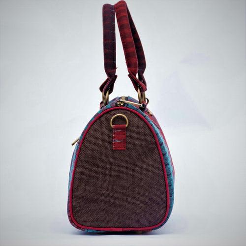 Ikat Blue Red Duffle Bag