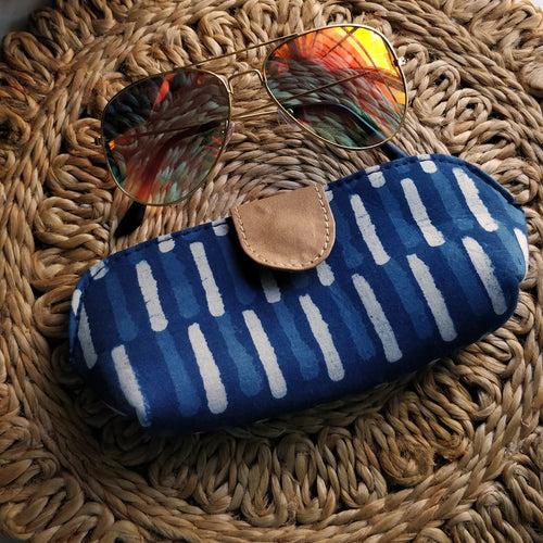 Navy Blue Block Print Shade Case / Spectacle Pouch