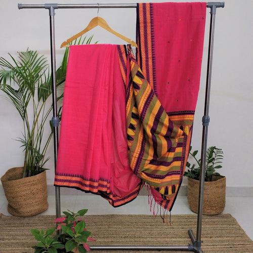 Pink Dongria Cotton Saree