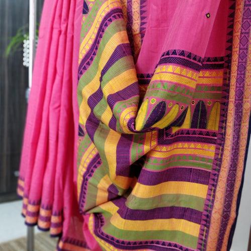 Pink Dongria Cotton Saree