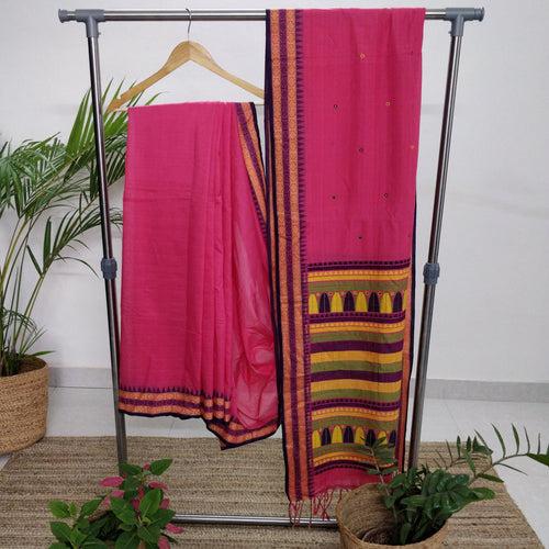 Pink Dongria Cotton Saree