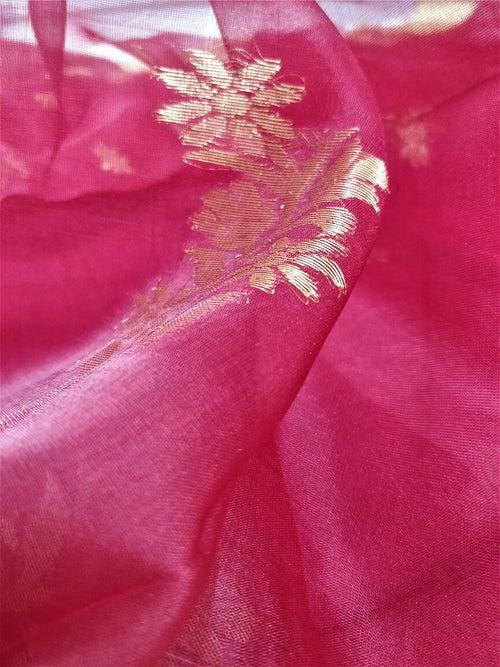 Red and Golden Zari Cotton Silk Saree