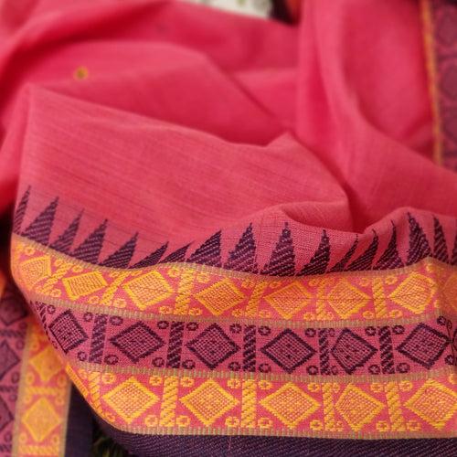 Pink Dongria Cotton Saree