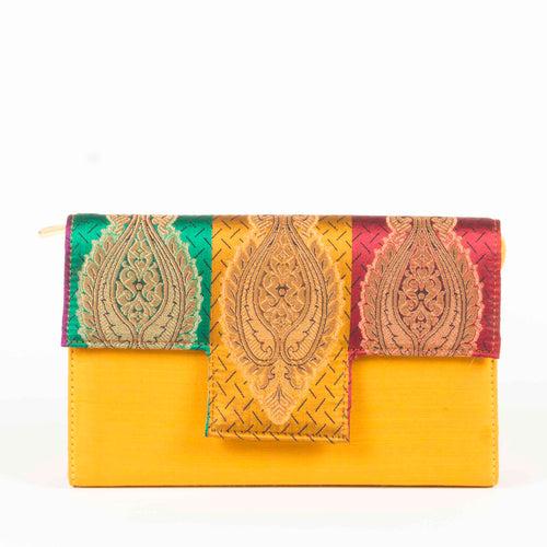 Mustard Silk Clutch