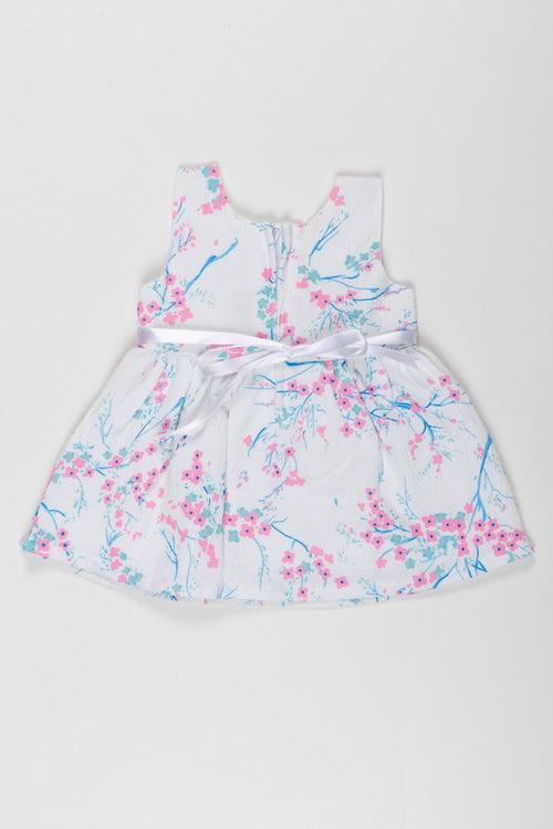 Blossom Pink Bow Cotton Frock for Charming Baby Girls